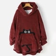 thumbnail image 2 of Trendfront Womens Cat Graphic Hoodies Long Sleeve Fuzzy Pullover Side Button Detail High Low Hem Loose Fit Tunic Sweatshirts, 2 of 8
