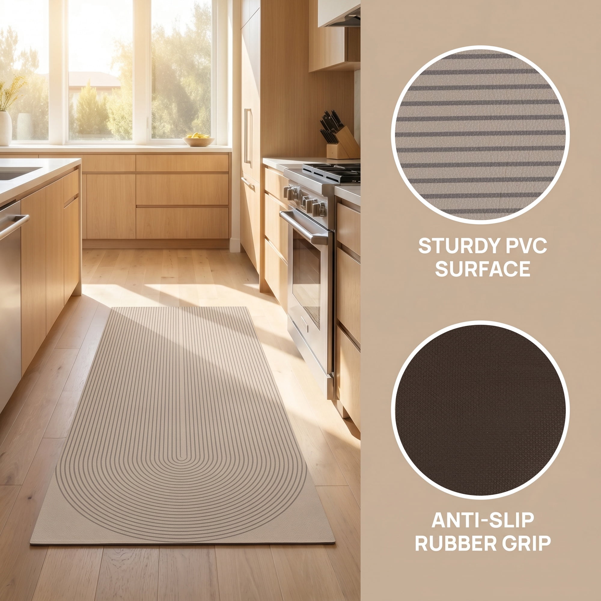 Unique Bargains Geometric Anti Waterproof Non Slip Rubber Mat Beige Geometry 47" x 18"