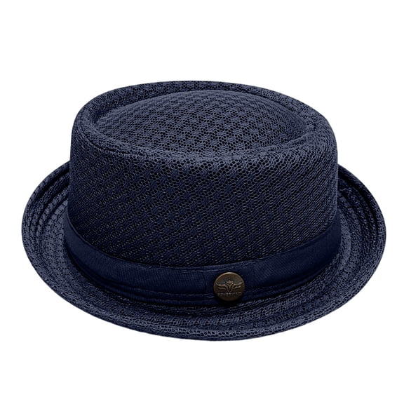 Satingcolo Unisex Breathable Mesh Pork Pie Hat, Summer Packable Beach Travel Cap for Outdoor, UPF50 Sun Protection Crushable,Navy One Size