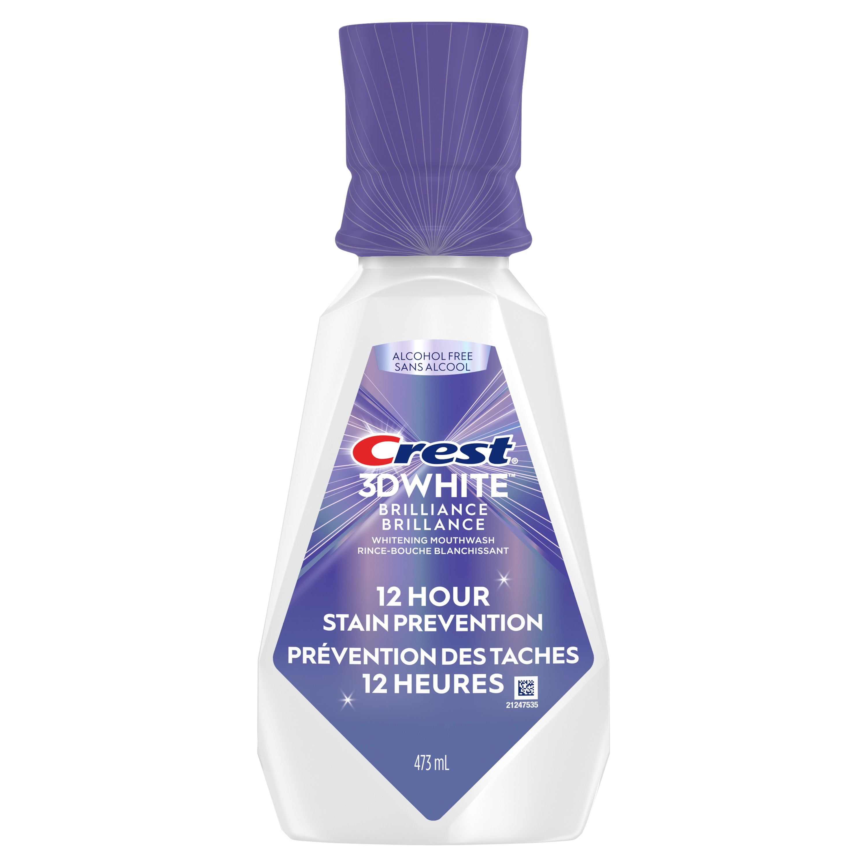 Rince-bouche Crest3DWhite Brillance Prévention des taches, Prévention des taches pendant 12heures, sans alcool, 473mL 473ML