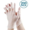 [200 Pack] Large Vinyl Disposable Gloves - Non Latex Rubber, Powder Free, Food Grade Safe Supplies, Hand Glove Dispenser Pack
