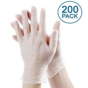 [200 Pack] Large Vinyl Disposable Gloves - Non Latex Rubber, Powder Free, Food Grade Safe Supplies, Hand Glove Dispenser Pack