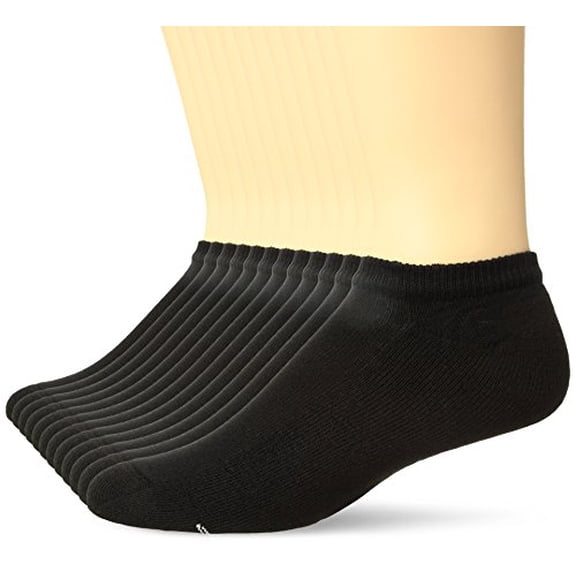 Hanes Men's Active Cool 12-Pack No Show Socks, black, Shoe Size: 6-12