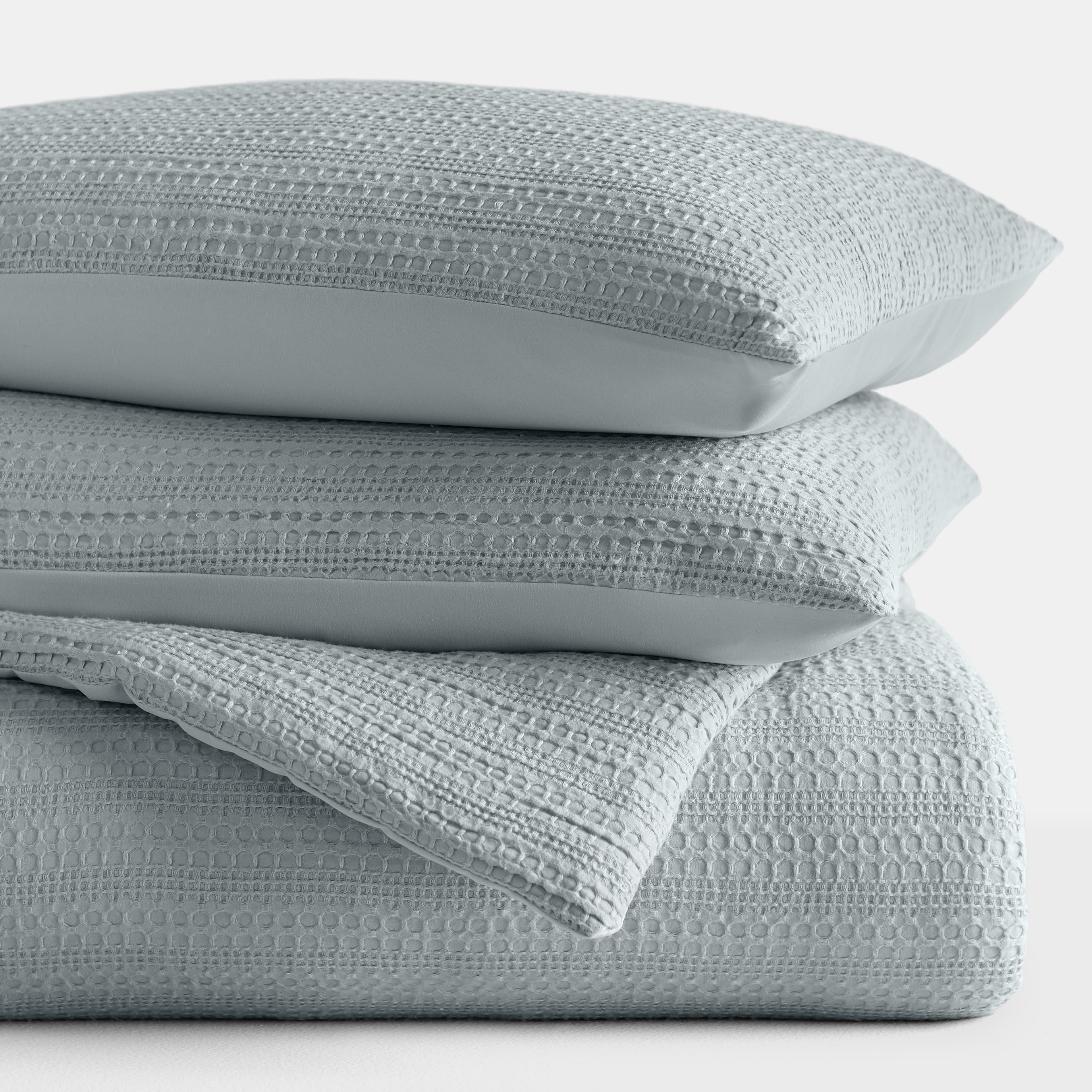 Textured Waffle Comforter Set in Light Blue for Full/Queen Size Bedding by Comfort Canopy