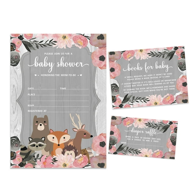 Inkdotpot Set Of 30Jungle Animals Baby Shower Invitations-Diaper Raffle Tickets And Baby Shower Book Request Cards Gender Neutral Invites Its A Boy Its A Girl