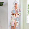 thumbnail image 5 of Robes for Women Zipper Lightweight 3/4 Sleeve Womens Bathrobe Zip Up Front Knee Length Vintage Floral Print Loose Fit Sleepwear Nightgown with Pockets Cyan XXXL, 5 of 7