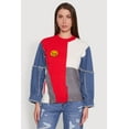 thumbnail image 2 of Womens Daisy Color Blocked Denim Sleeve Sweater, 2 of 5