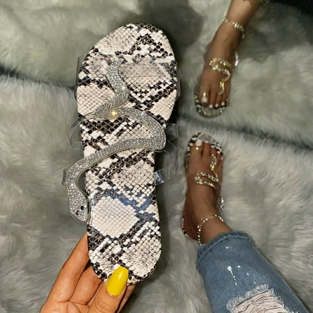 

Women s Ladies Fashion Serpentine Rhinestone Open Toe flats Sandals Beach Shoes