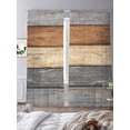 thumbnail image 3 of Farmhouse Haze Blue Brown Sheer Curtains 84 Inch Length 2 Panels Set, Vintage Wooden Striped Voile Window Treatment Rod Pocket Curtains Sheers Drapes for Bedroom/Living Room/Kitchen 52"x84"x2, 3 of 7