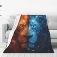 thumbnail image 1 of Fotbe Red And Blue Fire Lion Manta de Franela Acolchonada con Estampado, Súper Suave y Esponjosa, Extra Grande para Sofá, Cama, Uso Todo el Año-60"x50", 1 of 7