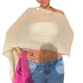 thumbnail image 1 of Poncho ligero de crochet transparente para mujer Meihuida, amarillo, 1 of 7