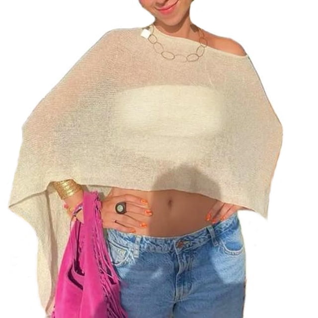 Poncho ligero de crochet transparente para mujer Meihuida, amarillo