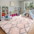 thumbnail image 6 of Geometric Area Rug for Living Room 5x8, Fluffy Pink and Grey Rug, Shaggy Floor Rugs for Girls Bedroom Home Decor Aesthetic, Ultra Soft Plush Fuzzy Carpet for Kids Nursery Teen Playroom Dorm, 6 of 16