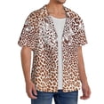 thumbnail image 2 of Balery Leopard Brown Camisa Casual de Manga Corta con Botones para Hombre, Texturizada, Estilo Cubano, para Playa, Verano-Small, 2 of 5