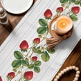 thumbnail image 3 of Strawberry Table Runner 48 Inches, Vintage Green Botanical Spring Floral Bed Runner Dresser Scarves Tabletop for Indoor Outdoor Parties/Ceremony/Banquet, 13" x 48", 3 of 8