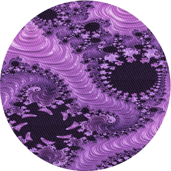 Ahgly Company Machine Washable Indoor Round Transitional Purple Area Rugs, 3' Round
