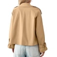thumbnail image 5 of Long Sleeve Double Breasted Women Casual Trench Coat Crop Jacket, 5 of 6
