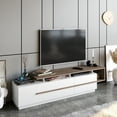 thumbnail image 2 of Pia Modern Engineered Wood TV Stand, TVs up to 80”, Walnut & White, Veneer, 2 of 5