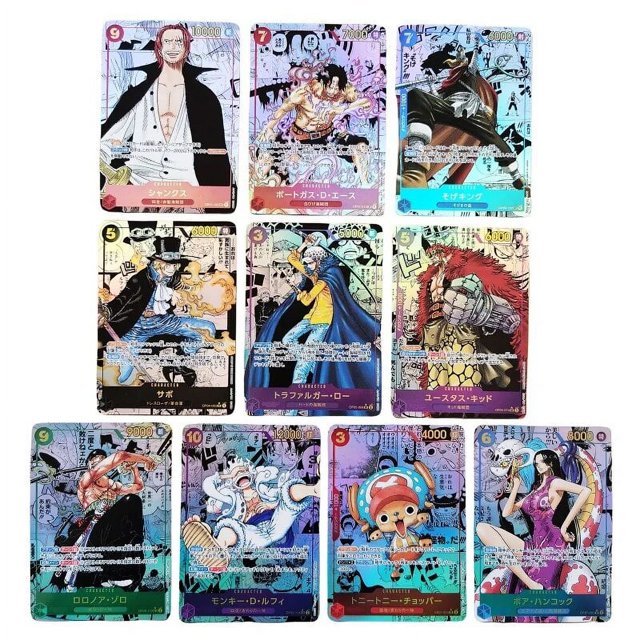 Cartas de colección de Anime de una pieza, réplica de cómics OPCG, versión japonesa en inglés, Zoro Ace Shanks Nika Luffy Kid Law Game