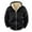 Black, variant on YueHuiYing Men's Warm Solid Color Cardigan Sports Outdoor Windproof Jacket With Fleece Men's Hooded Sweatshirt