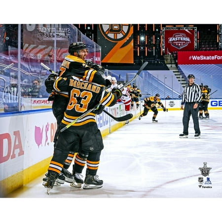 Patrice Bergeron Unsigned 2020 Stanley Cup Playoffs Game 1 vs. Carolina Hurricanes Overtime Game-Winning Goal Celebration Photograph