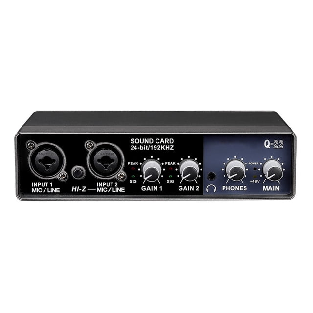 Yeacher Portable USB 2x2 Sound Card Audio Interface Mic Preamplifier Recording