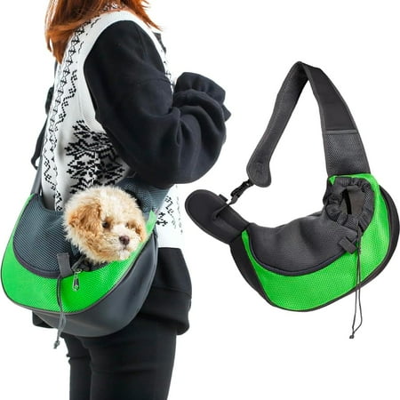 Hgudesign Pet Dog Sling Carrier Puppy Pet Slings Bag for Small Dogs s Satchel Carriers Mesh Hand Free with Adjustable Strap Doggie Crossbody for Outdoor Travel (Green  Small <5 lbs)