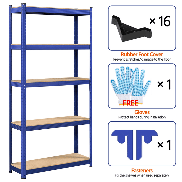 BENTISM Stainless Steel Shelving Adjustable Storage Shelf 5-Tier Storage  Rack 