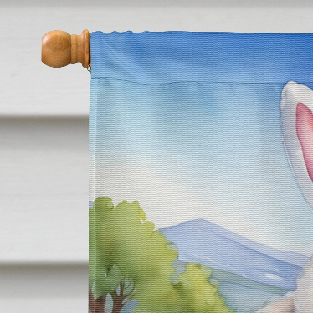White Poodle Easter Egg Hunt House Flag 28 in x 40 in