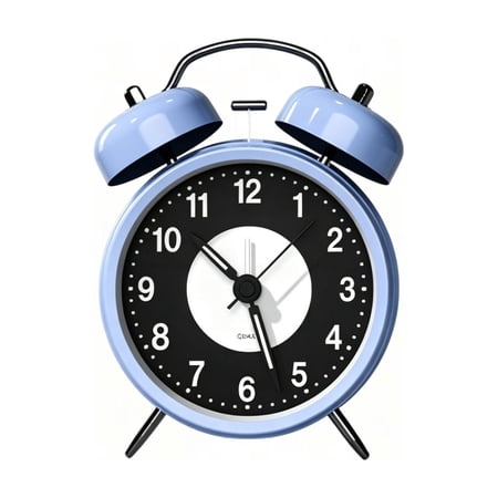 HOARBOEG Light Blue Classic Silent Non-Ticking Luminous Alarm Clock, Glow in the Dark Round Nightlight Clock, Battery Operated Desk Bedside Clock for Bedroom Office Dorm