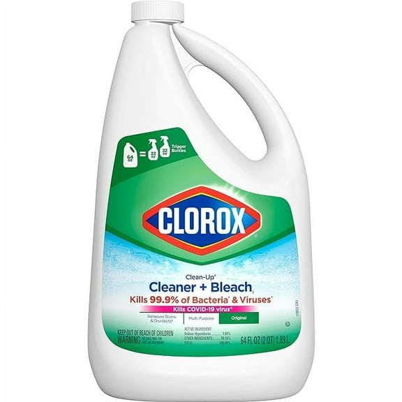Clorox Clean-Up All Purpose Cleaner with Bleach Original, Household Essentials, 64 Ounce Refill Bottle (Package May Vary)