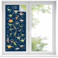 thumbnail image 2 of Blue Dinosaur Window Privacy Film, Vintage Letters Farm Animals Static Cling UV Sun Blocking Tint Film Heat Control Windows Films for Bedroom Bathroom, Window Stickers 17.7"x39.3", 2 of 8