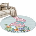 thumbnail image 6 of Teal Easter Round Rug 3ft Washable Circle Entryway Rugs Non Slip Spring Polka Dots Bunny Easter Eggs Wooden Area Rug Indoor Floor Carpet for Bedroom Kitchen Living Room Home Office Dining Room, 6 of 8