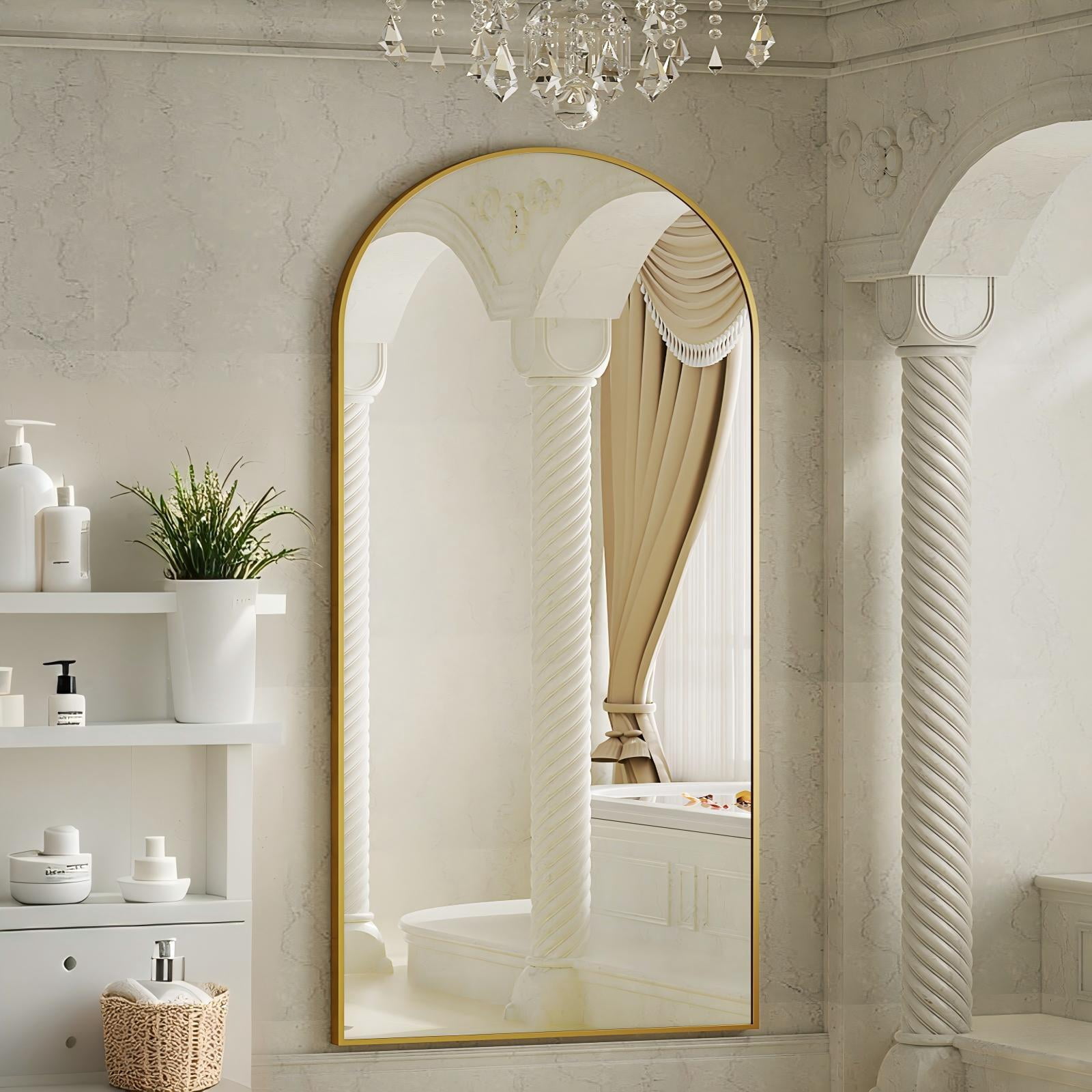 GRAHMCY 71" x 30" Arched Full Length Floor Mirror Full Body Standing Mirror,Gold
