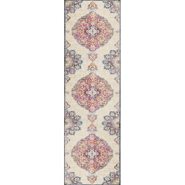 Rug Branch Savannah 2' x 9' (Exact Size: 2'3" x 9') South-Western Indoor Runner Rug, Beige Rust, Modern - Entryway, Hallway, Bathroom, and Kitchen