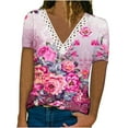 thumbnail image 2 of Alllist Womens Tops Summer Floral V-Neck Short Sleeve T-Shirts Womens T Shirts, 2 of 5