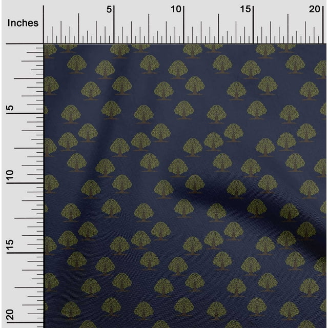 oneOone Polyester Lycra Dark Navy Blue Fabric Floral & Flying Swan Block Fabric For Sewing Printed Craft Fabric By The Yard 56 Inch Wide