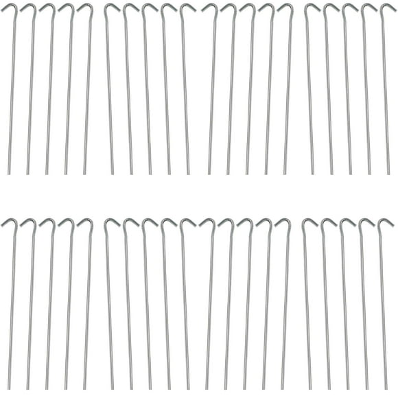 HUJI Piquets de Tente en Acier Galvanisé Robuste pour Jardin Sports Camping Ancrage de Tonnelles Bâches Plantes de Jardin (40 Piquets, 9 Pouces)