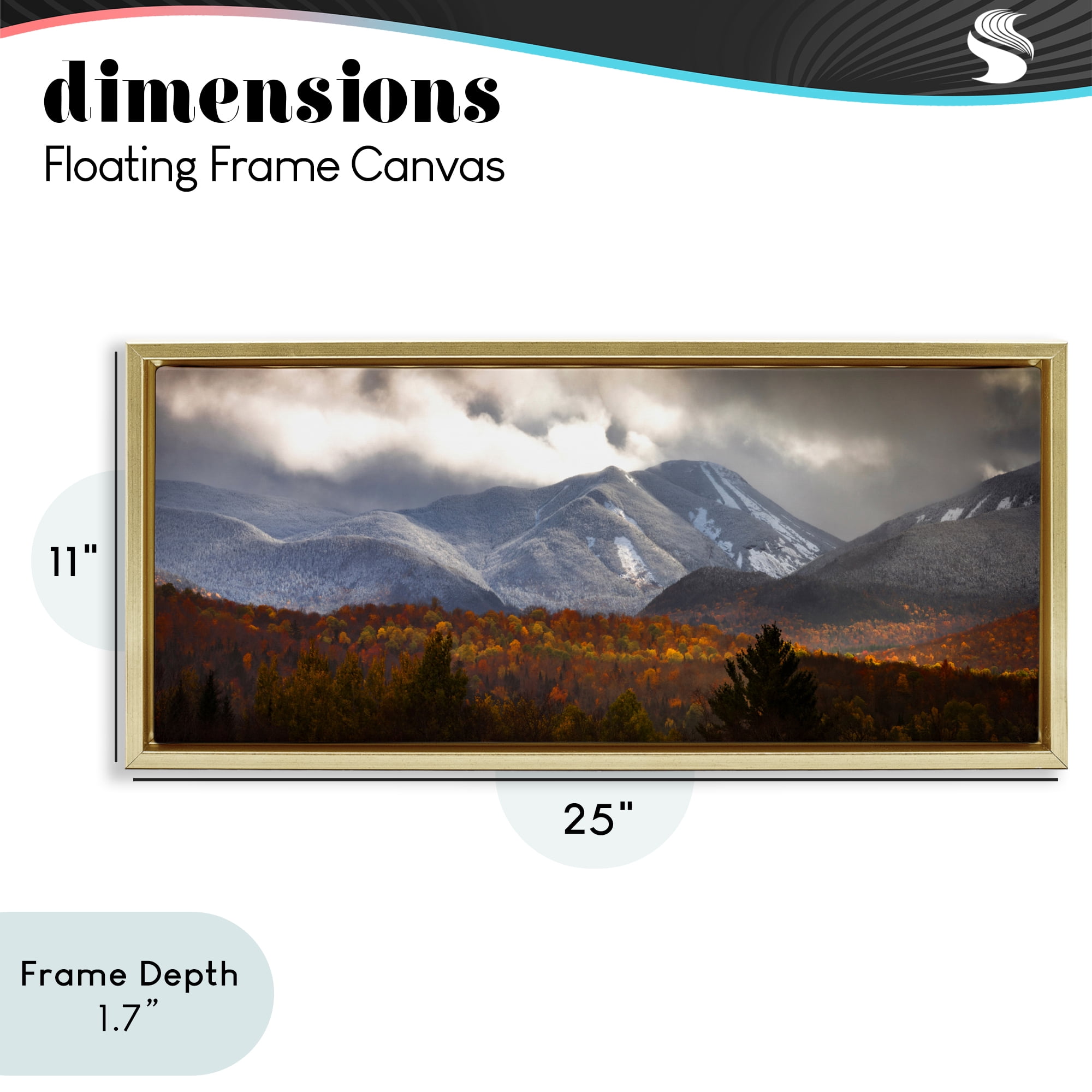 Stupell Industries Colliding Seasons Mountainscape Gold Framed Floater Canvas Wall Art, design by Jonathan Zaharek