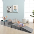 thumbnail image 4 of Costway 5PCS Climb and Crawl Playset with Ball Pit for Kids Zippers for Playroom Gray, 4 of 10
