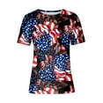 thumbnail image 4 of HEILAU 4th of July Shirts for Women American Flag Graphic Tees Independence Day Crew Neck Floral Print Casual T Shirt Patriotic T Shirts, 4 of 4