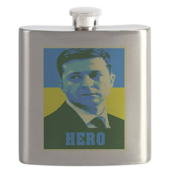 CafePress - Ukrainian President Zelensky - Stainless Steel Flask, 6oz Drinking Flask