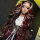 thumbnail image 1 of Negro Rojo Rubio Destacado Peluca Cabello Humano Onda Del Cuerpo Raya Skunk Peluca de Cabello Humano 180% Densidad Rubio Rojo Destacados 13X4 HD Encaje Frontal Sin Pegamento Balayage Pelucas Cabello H, 1 of 5