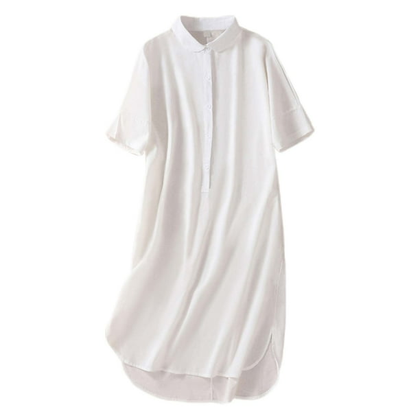 Vestido sin mangas con cuello y botones para mujer - Poliéster ligero para ropa informal de verano