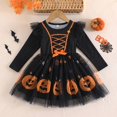 thumbnail image 4 of Angala Performance Dress For Girls Long Sleeve Crew Neck Pumpkin Print Girls Halloween Dresses, 4 of 9