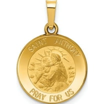 14K Yellow Gold Polished And Satin St. Anthony Medal Hollow Pendant (21.6 X 14.9) Made In United States xr1287