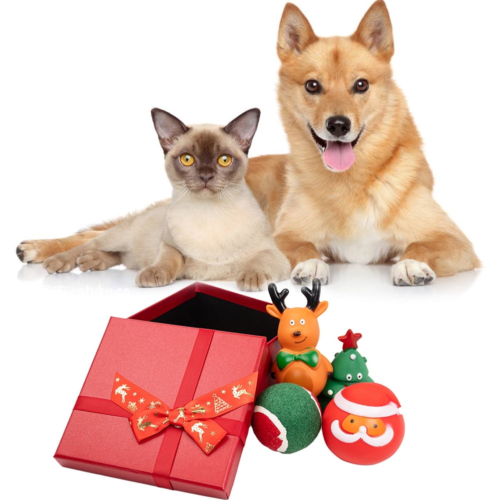 Christmas Dog Stocking Toys Xmas Dog Toys Set, Rubber Dog Toys, Indestructible Dog Toy Durable Squeaky Puppy Chew Toys for Training Teething