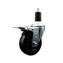 4 Inch Soft Rubber Swivel 1-3/8 Inch Expanding Stem Caster Total Lock Brake SCC