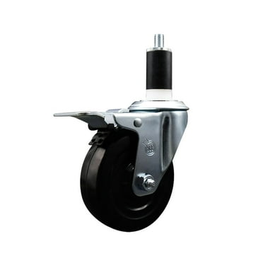 4 Inch Soft Rubber Swivel 1-3/8 Inch Expanding Stem Caster Total Lock Brake SCC