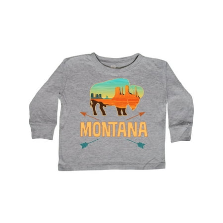 

Inktastic Montana Gift Buffalo Silhouette Gift Toddler Boy or Toddler Girl Long Sleeve T-Shirt